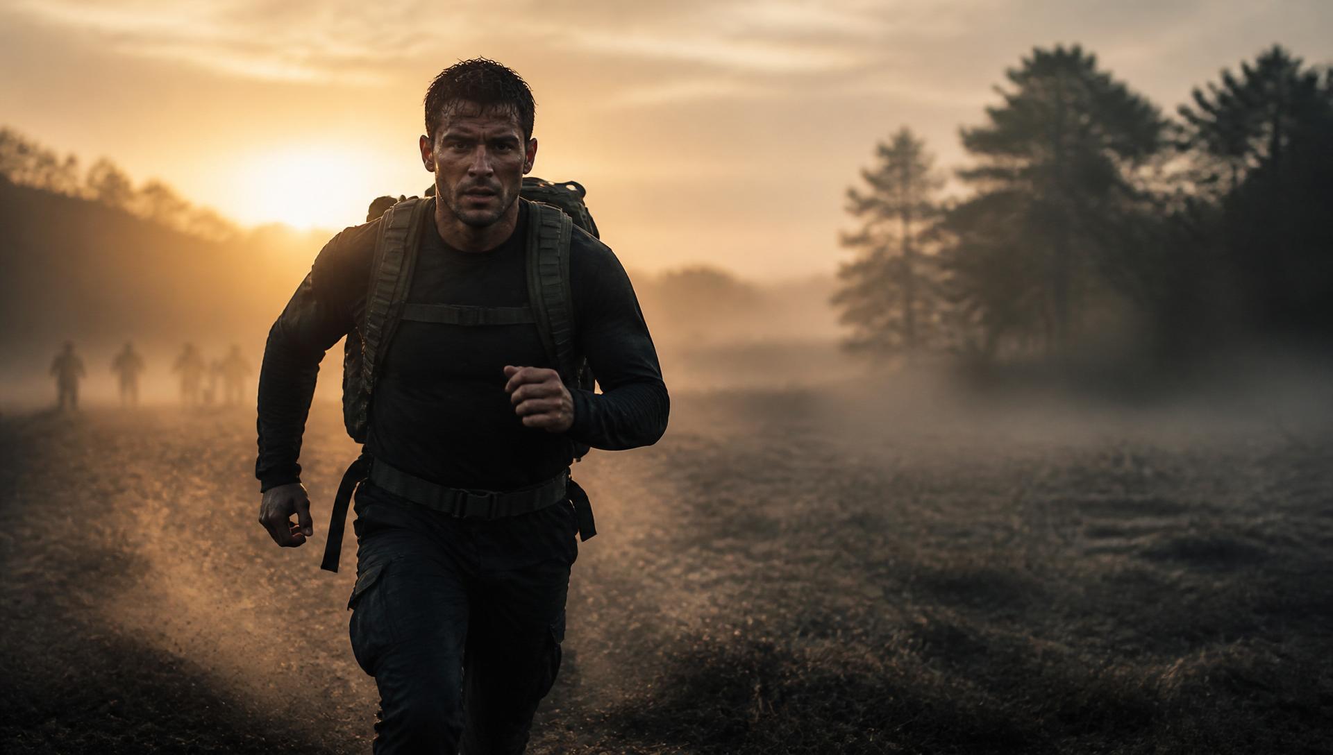 Kandidaat traint voor Defensie-keuring met ruck-run bij zonsopgang — Atlas Training Hedel